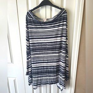 CHICO'S Size 12/14 Black/White Striped Long Skirt